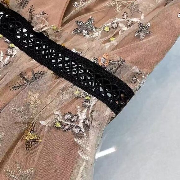 NWT Self-Portrait Star Embellished Mini Tiered Dress - Picture 7 of 7